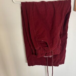 Burgundy drawstring wide leg pants